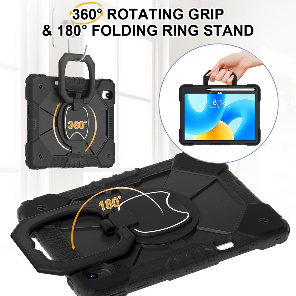 For Huawei MatePad 11.5 / Huawei MatePad 11.5-inch.360° Rotating Grip Heavy Duty Protection Stand TPU+PC 3in1 Anti-knock Shockproof Tablets PC Case