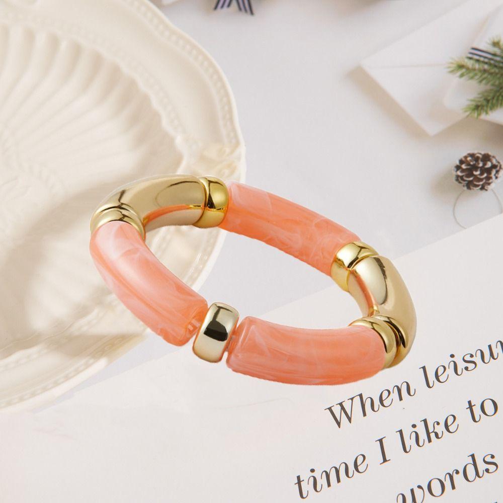 Stretchy Leopard Bracelets Beaded Curved Tube Bangle Vintage Bohemia Style Bracelets Women