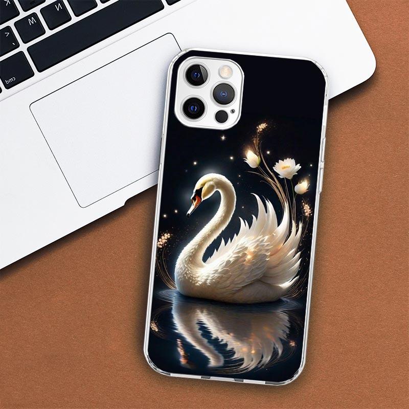 White Swan Grace Art Phone Case For Apple iPhone 11 12 13 15 14 Pro 7 XR X XS Max 8 Plus + Mini SE Customized Print Soft Cover