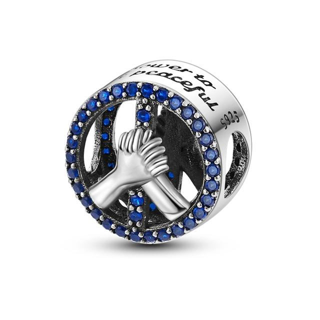 Ocean Blue Cz Бусина 925 Серебро Морская Черепаха Земляная Сова Шарм Подходит для нового браслета Летняя серия Ожерелье с подвеской