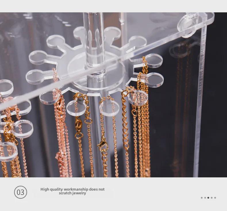 Вращающаяся акриловая подставка для ожерелий и браслетов с 24 крючками