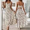 Women Summer Bandage Backless Holiday Beach Irregular Striped Printed One Piece Dress
