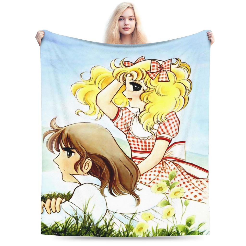 Candy Candy Manga Blanket Flannel Spring/Autumn Multi-function Super Warm Throw Blanket for Bed Couch Bedding Throws