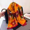 Spring And Summer Thin Print Simulation Silk Brocade Sunscreen Gold Bottom Peony Silk Scarf Long Scarf Shawl Versatile Headscarf Scarf