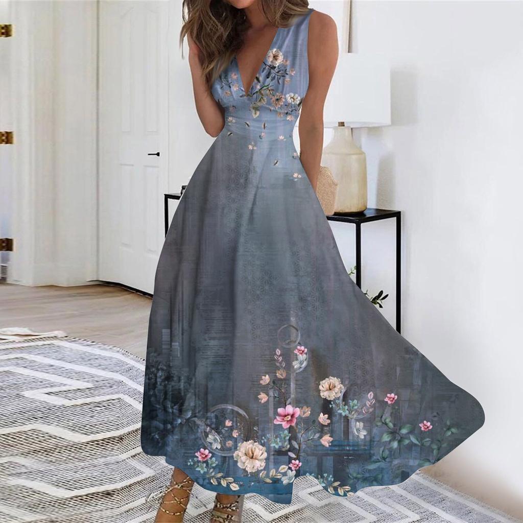 Женское летнее модное платье с v-образным вырезом и завязками на талии без рукавов