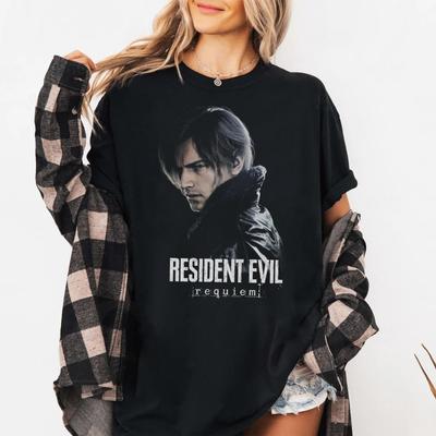 Леон Кеннеди Resident Evil Requiem Футболка Грейс Эшкрофт Biohazard Футболка с коротким рукавом Мужская Женская для Весны и Лета Унисекс