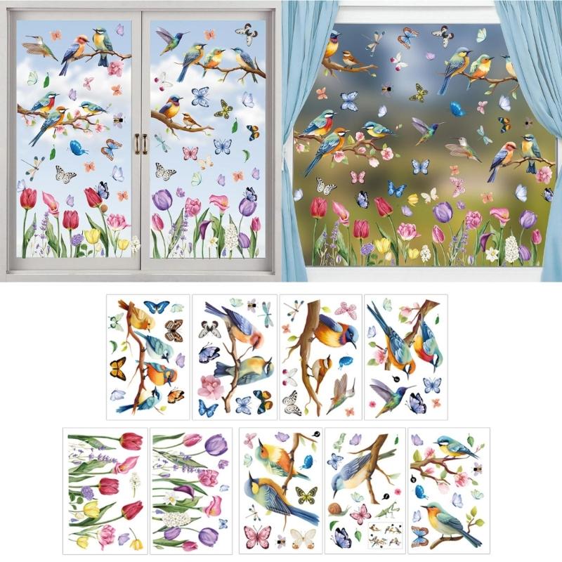 Весенние наклейки на окна, Весенний цветок, Птица, Двусторонние наклейки на окна, Весенние школы, Дома, Офисы, Принадлежности для вечеринок