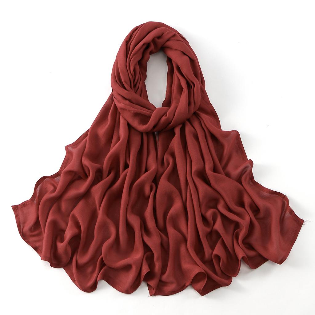 Muslim Modal Hijab Cotton Rayon Scarf for Women Double Stitching Wide Edge Rayon Shawl Islamic Thin Soft Viscose Turban Headband
