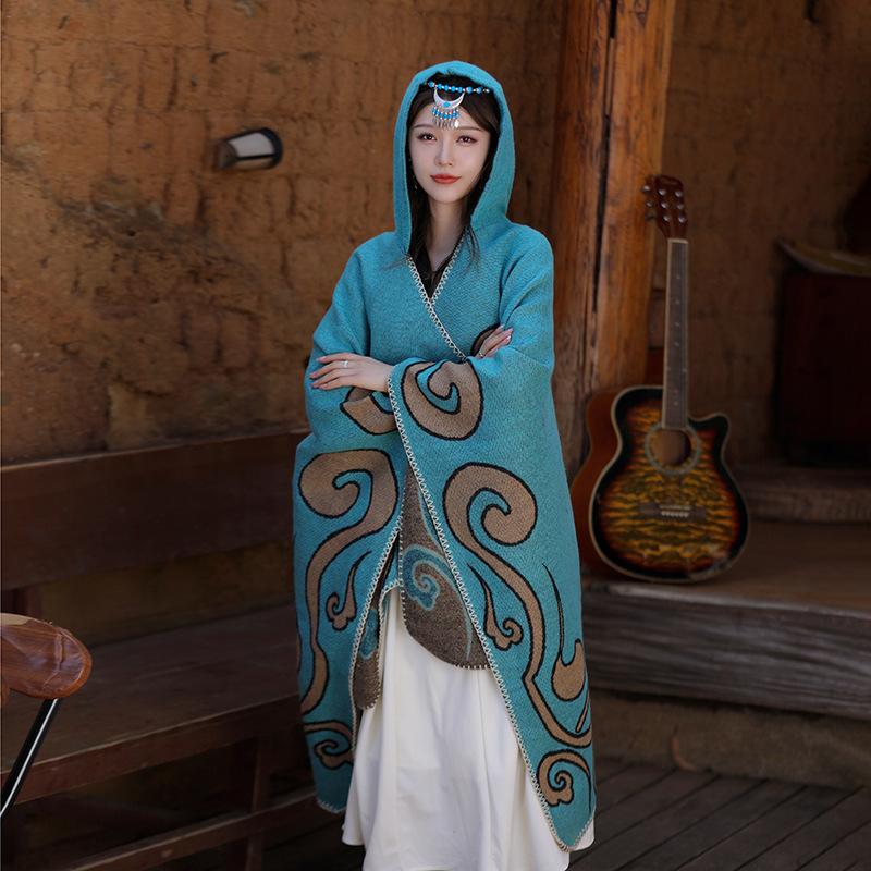 Дышащая, теплая и универсальная домашняя, осенне-зимняя женская шаль для путешествий, толстый плащ, одеяло с кондиционером