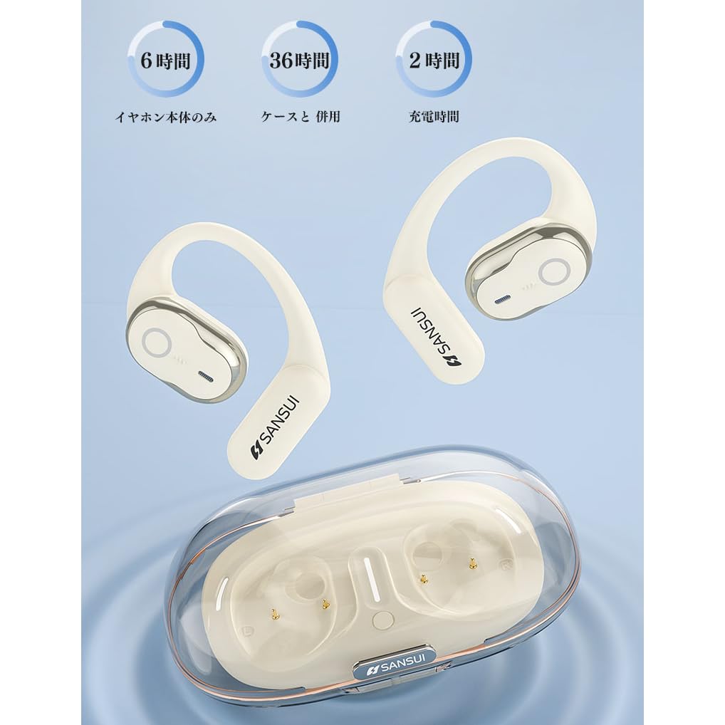 SANSUI Беспроводные Bluetooth Наушники с Автоматическим Шумоподавлением, Водонепроницаемые IPX5, Быстрая Зарядка, Компактные, Идеальны для и Игровых, V5.4, Подавление Шума, Сопряжение, Устойчивые к Повреждениям, Type-C