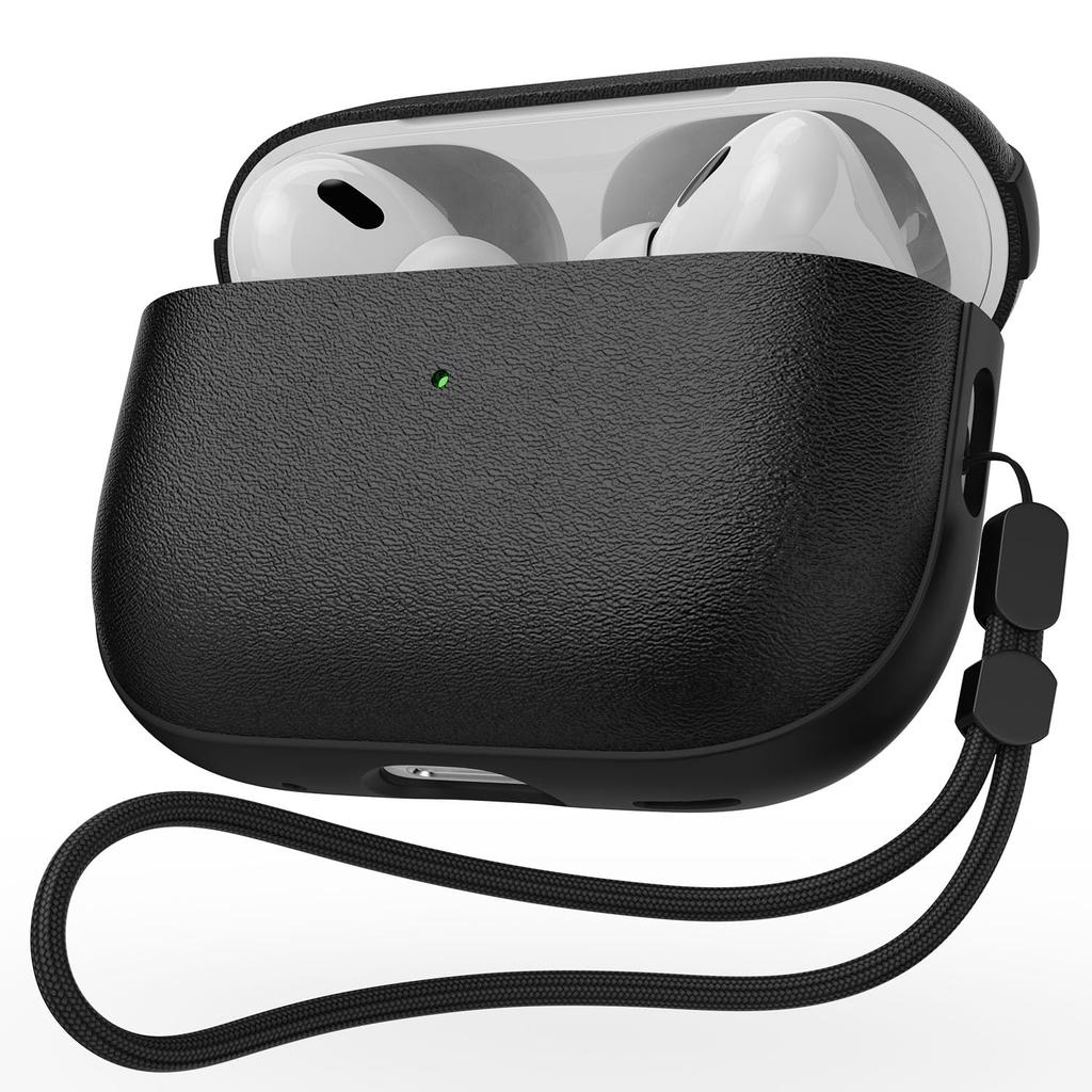 New For AirPods Pro 3 Earphone Case Leather Texture For AirPods Pro 3rd Generation Protective Case with Lanyard For AirPods Pro3