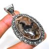 Tube Agate Gemstone 925 Silver Plated Handmade Jewelry Pendant 2.46"