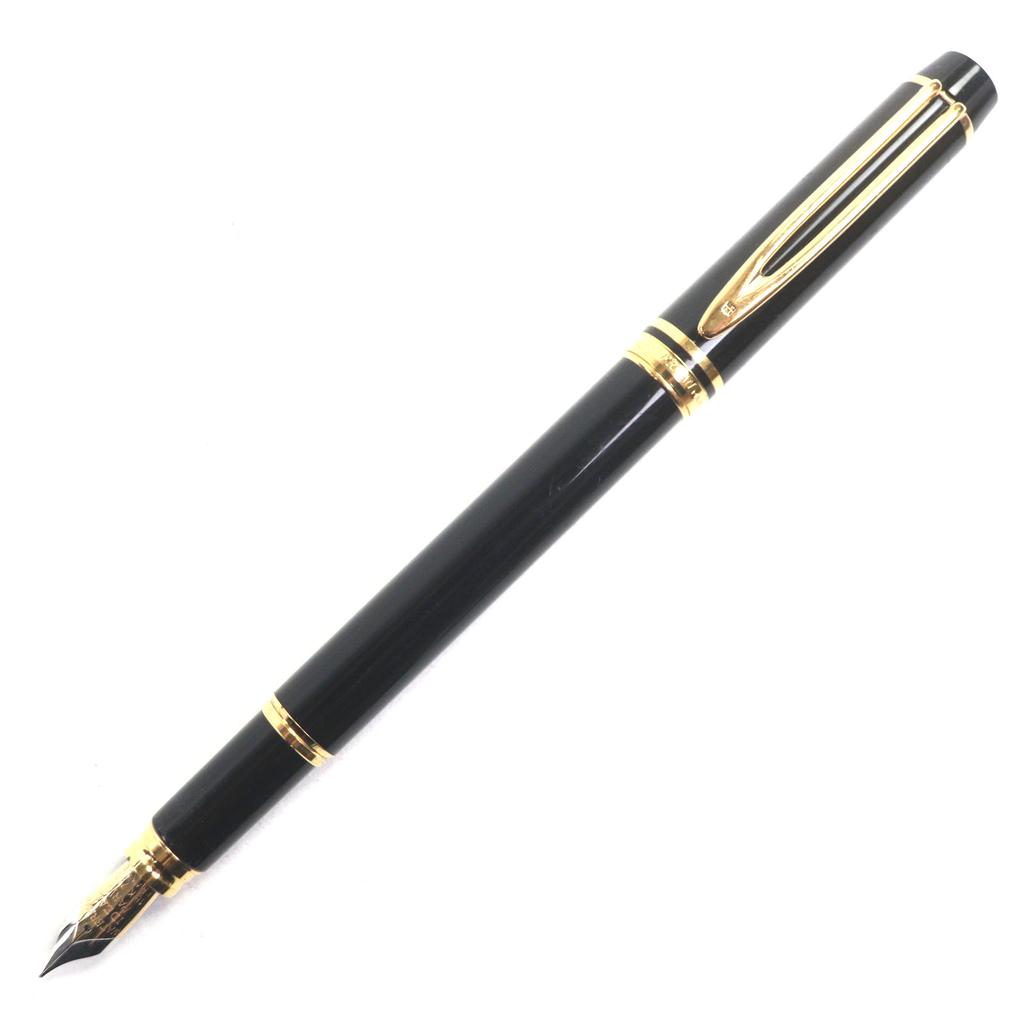 Very Good WATERMAN fountain pen IDEAL Black gold 18K mens Used