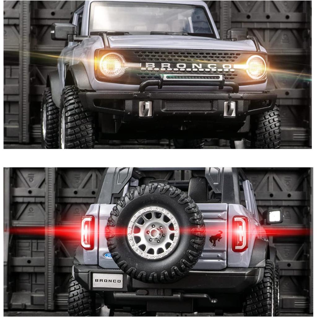 Масштаб 1/32 Ford Bronco Lima SUV, литая под давлением модель автомобиля, игрушечный автомобиль с откатным механизмом, звуком и светом для детей, коллекция подарков для мальчиков и девочек