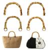 Handbag Handles U-Shape Bamboo Imitation Handle/Metal Link Buckle Set for DIY Lady Purse Handcrafted Bags Accessories