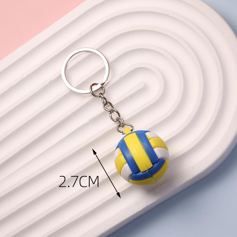 Simulation Football Basketball Volleyball Tennis Rugby Keychain Pvc Creative Mini Key Ring Backpack Pendant Car Accessories Gift