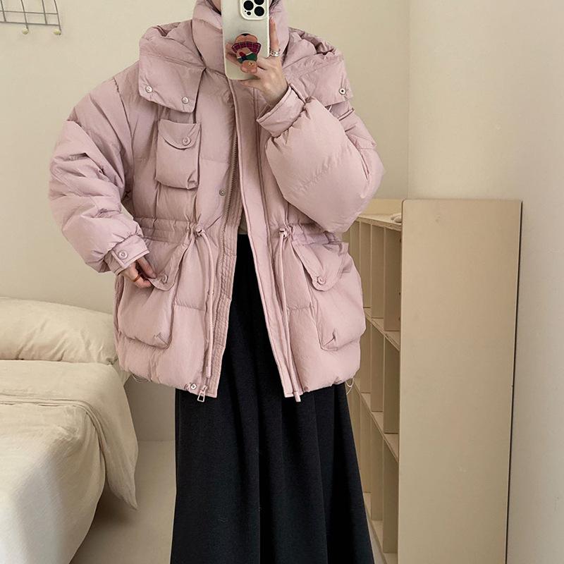 Высококачественная куртка-пуховик с утягивающим эффектом для женщин 2024 года, зимняя новая модная тонкая теплая куртка из белого утиного пуха, устойчивая к холоду