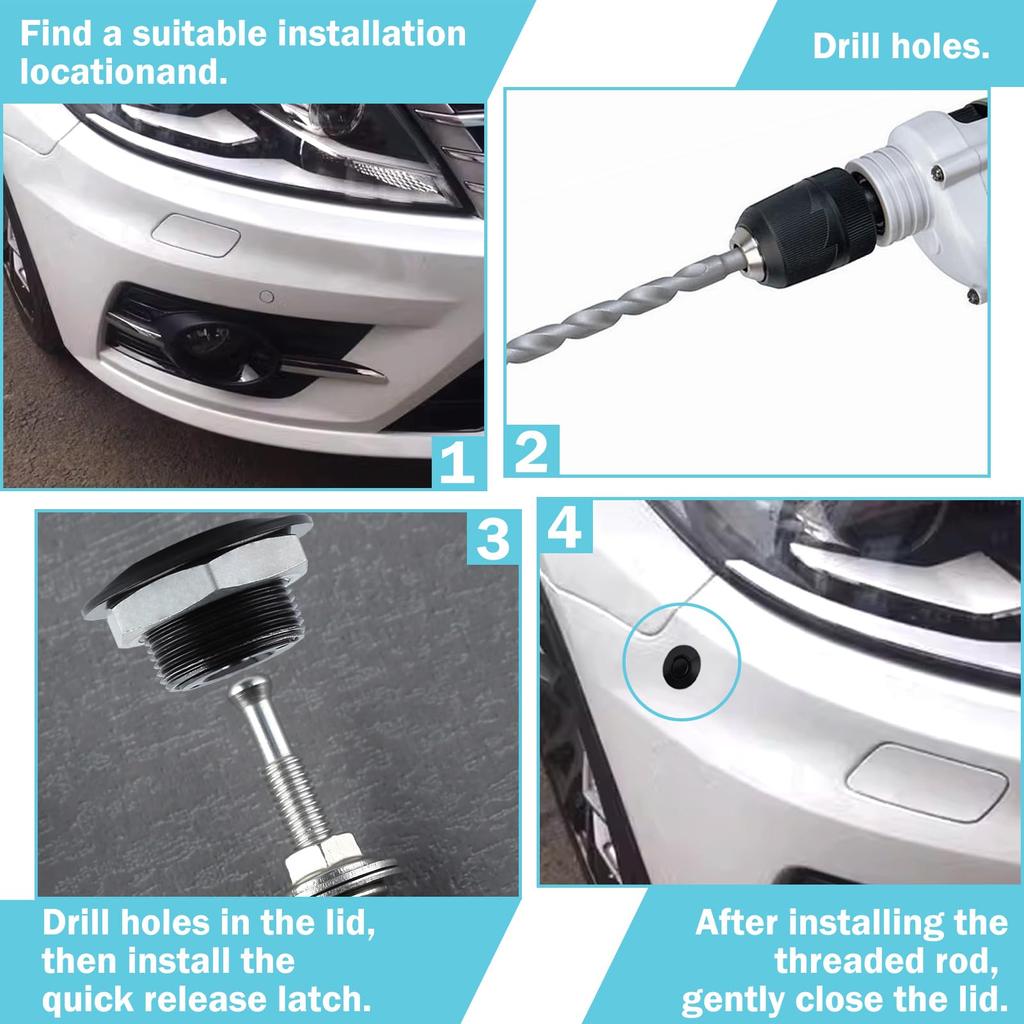 LEONTOOL Hood Pins, Set of 2, Universal Bonnet Pin, Push Type, For Cars, Quick