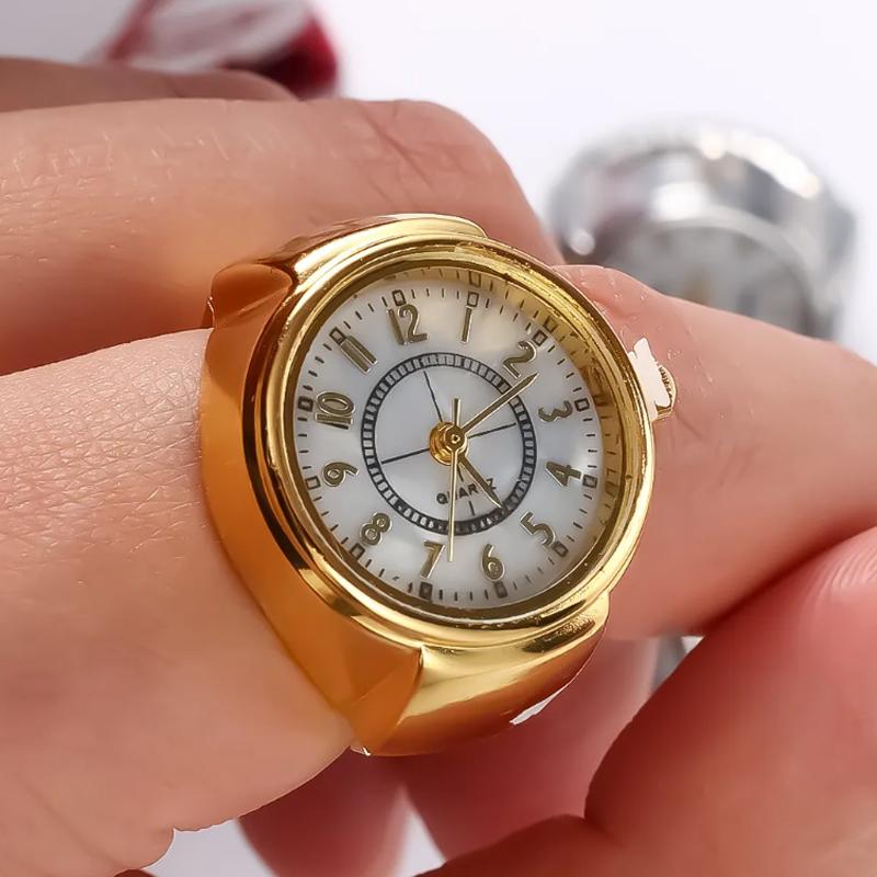 Трендовое унисекс кольцо из сплава с кварцевым механизмом, римское, мужское и женское, новое, золотистое, серебристое, часы-кольцо на палец, цифровые часы-кольцо, студенческое украшение AVE