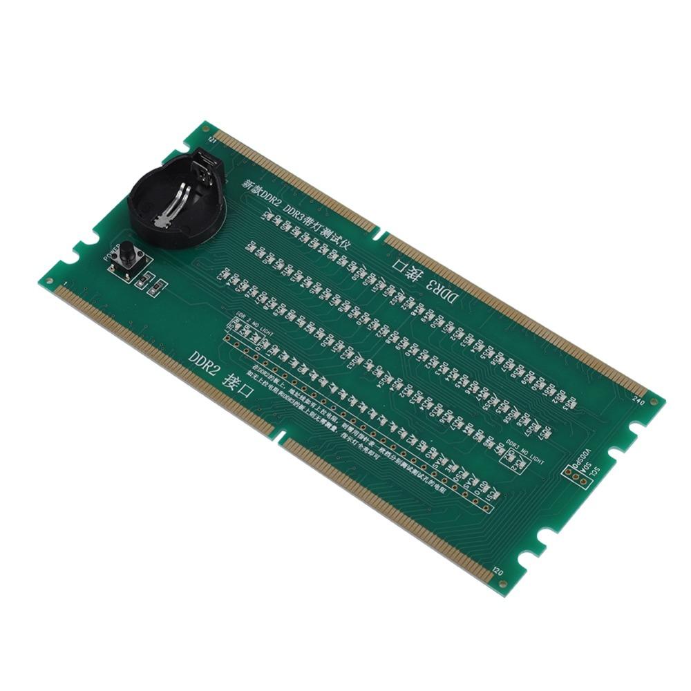 Светодиодная подсветка Тестовая карта DDR2 DDR3 Высокая твердость Портативная тестовая карта для материнской платы настольного компьютера Многофункциональный тестер материнской платы