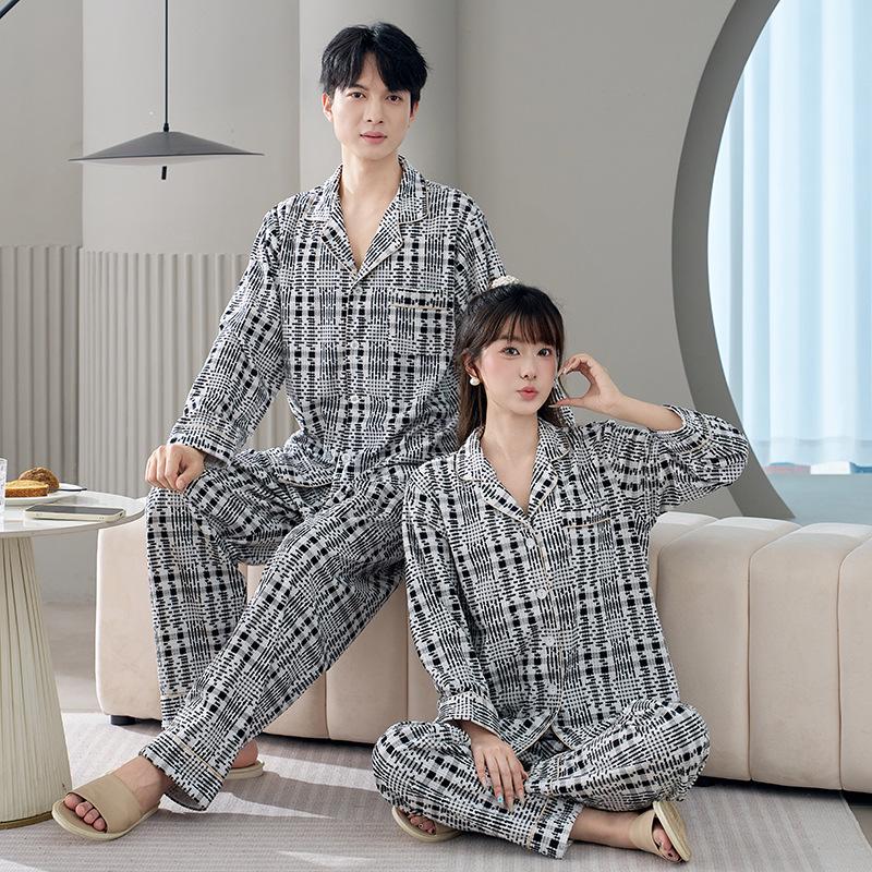 Autumn 2025 Plaid Fleece Couple Pajamas: Long Sleeve & Pants Set