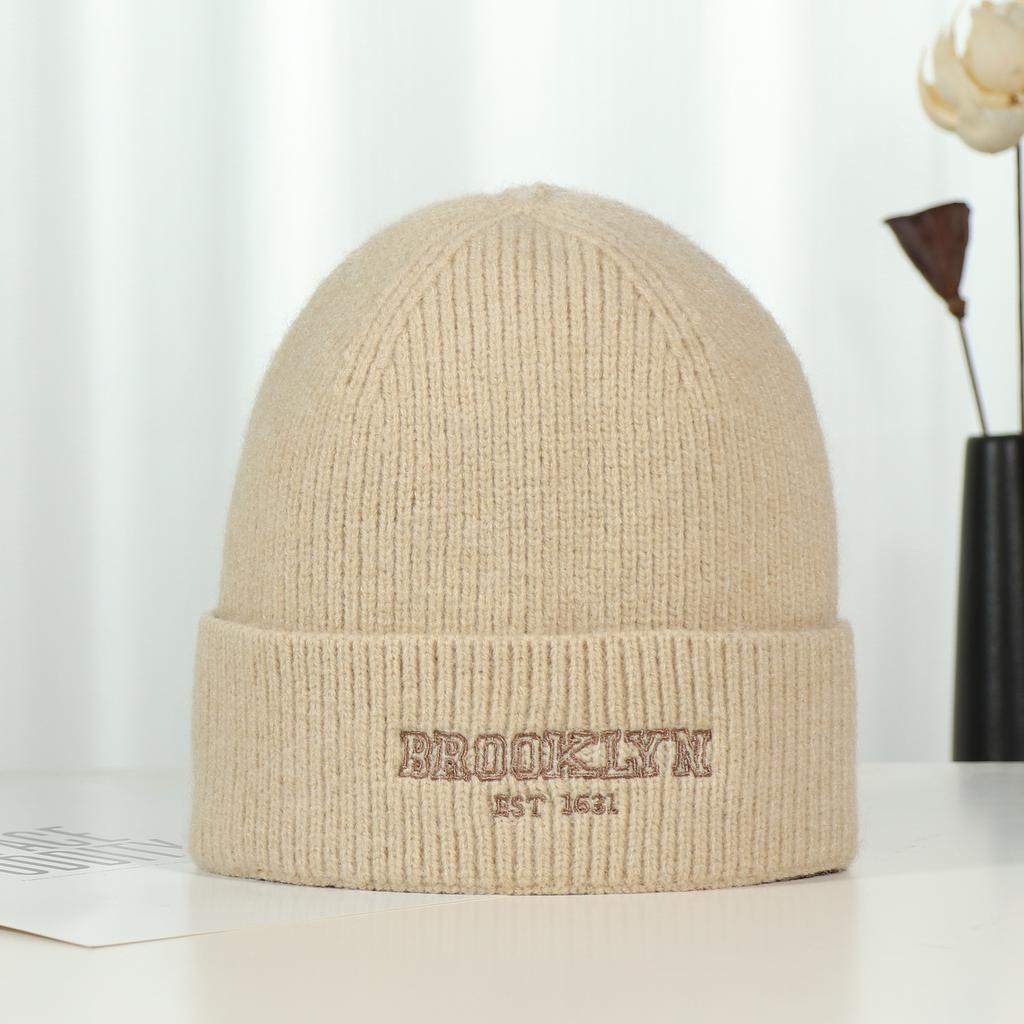 Осенне-зимние вязаные шапки для пар с вышитыми буквами, теплые вязаные шапки для велоспорта на открытом воздухе