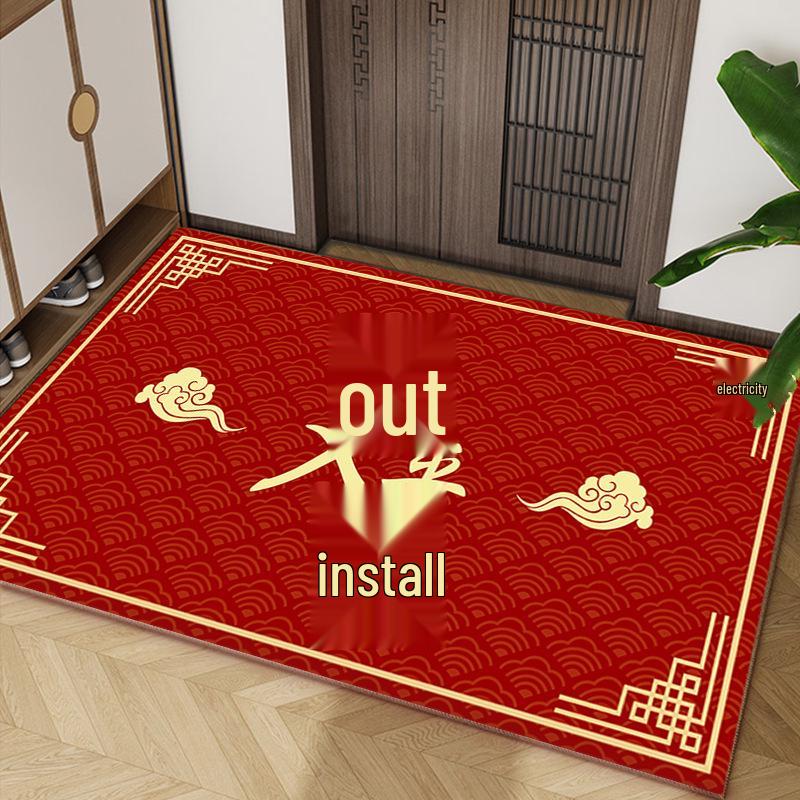 Chinese Style Red Anti-Slip Entry Mat for Home Doorways