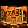 CUTEROOM Dollhouse Kit, Miniature Handmade Set, Beginner's DIY Wooden Dollhouse Toy with Dustproof Cover and LED Light (H023)