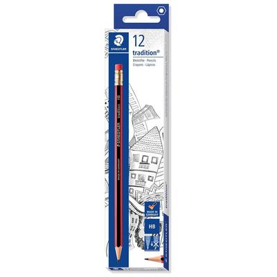 Карандаши Staedtler Tradition с ластиком, грифель HB (12/коробка)