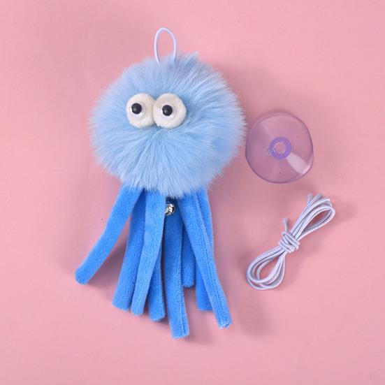 Подвесная пушистая игрушка для кошек «Осьминог», интерактивная самостоятельная игра для кошек с колокольчиком, мягкая плюшевая игрушка «Осьминог» с эластичной нитью для домашних игр и преследований котят