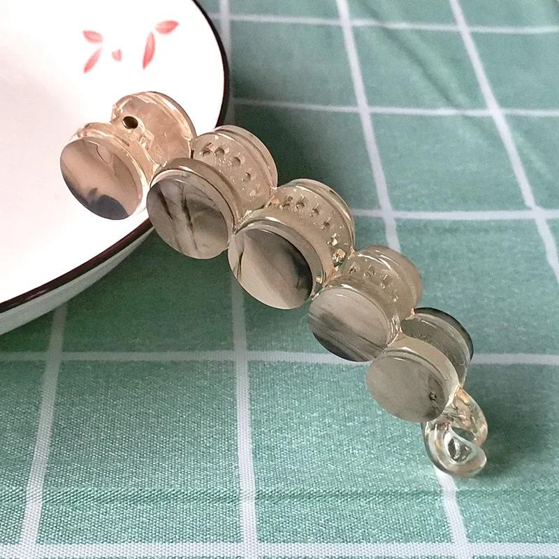 Простая заколка-банан с мраморным узором, элегантная женская заколка для волос с леопардовым принтом из ацетата, повседневная большая заколка для волос в черепаховом стиле