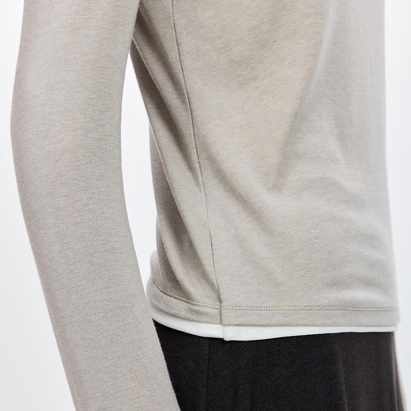 LILY Henry collar light colored T-shirt base shirt