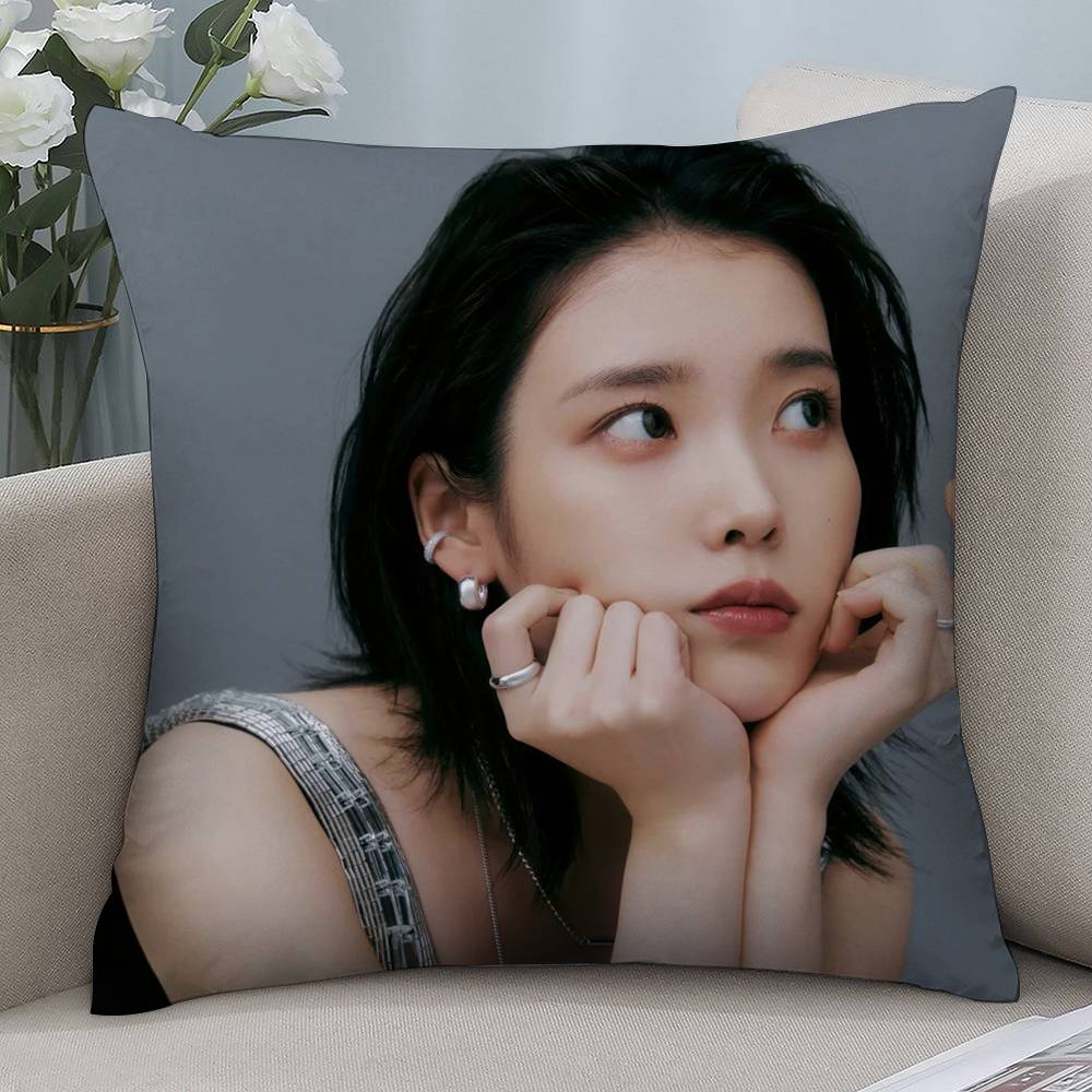 Kpop I-IU Милая наволочка Короткий плюш Двусторонняя печать Квадратные наволочки для диванных подушек Домашний декор для подушек