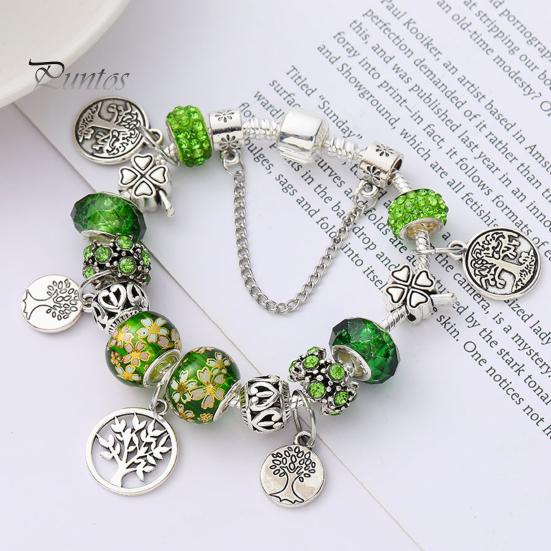 Браслет удачи, глазурованное дерево жизни, зеленый искусственный кристалл, винтажный браслет своими руками, многоцветный браслет в этническом стиле для покупок, работы, вечеринки, свиданий
