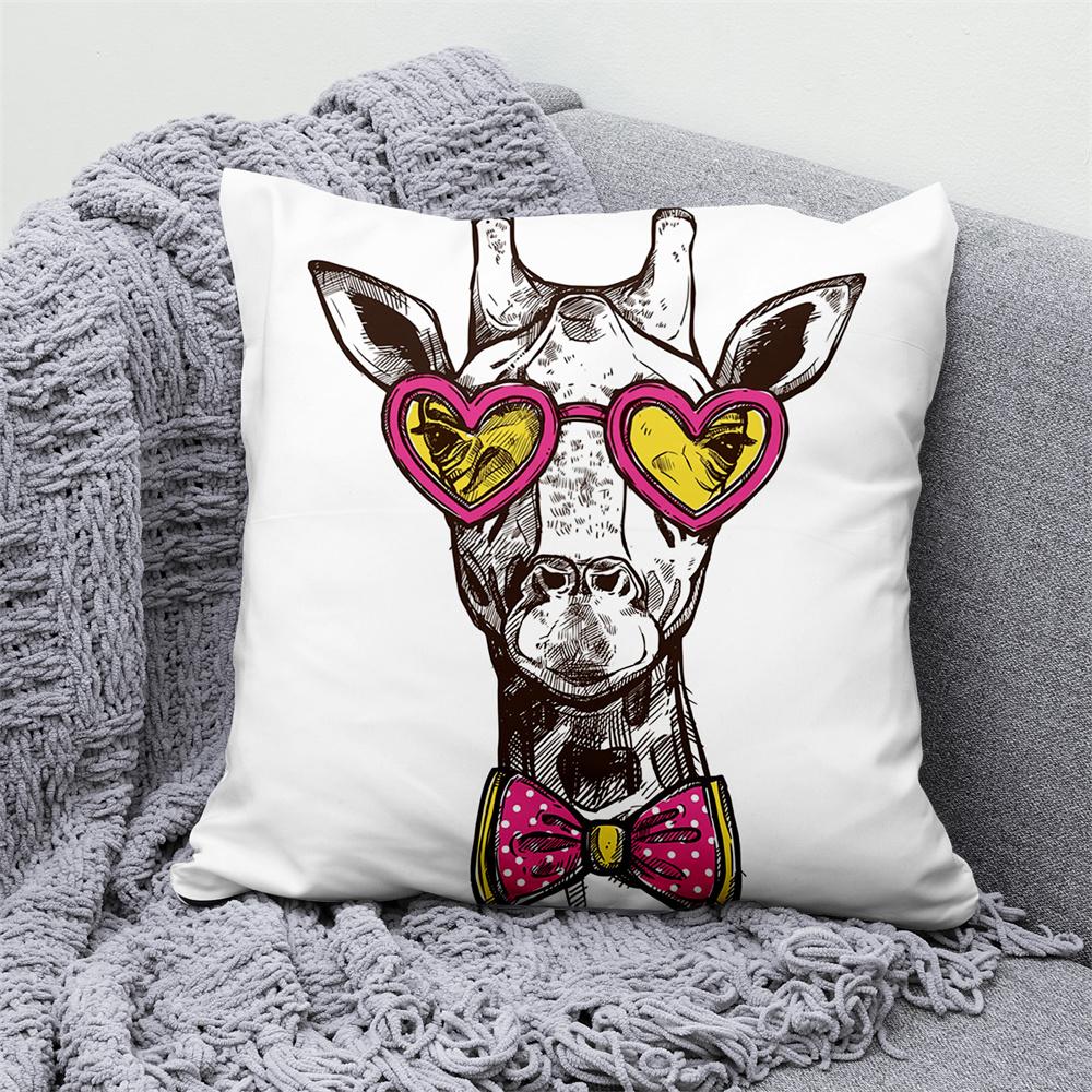 Juste de coussin en velours, анималистический цветочный узор, декоративная ткань taie d'oreiller, oreiller pour la maison, канапе, chambre, voiture, loup, vache