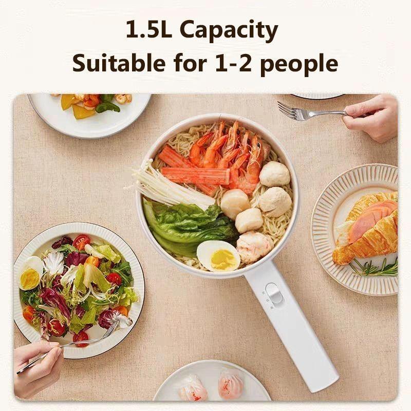 1,5 л Мини Портативная Электрическая Сковорода Кухонная Пароварка Многофункциональная Электрическая Плита Большая Вместимость Электрический Кипятильник