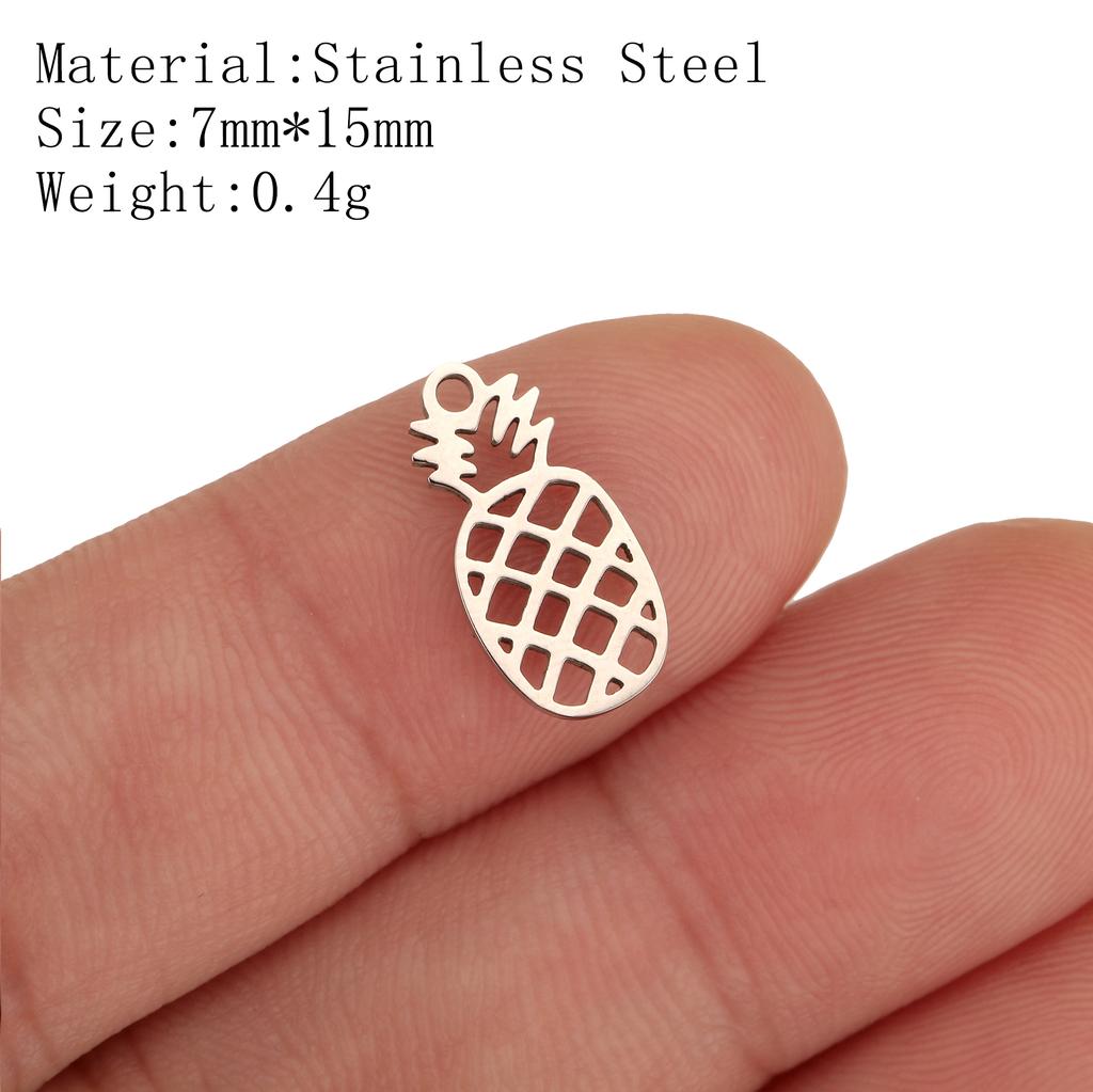 5Pcs Pineapple/Monstera Leaf/Tropical Hawaii Palm Tree Charms Stainless Steel Conch Pendant DIY Bracelet Necklace Jewelry Making