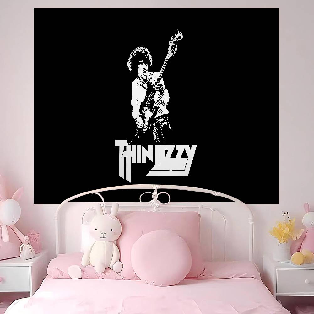 Тканевое панно Rock Band Thin Lizzy Аниме Цветочный ковер в стиле хиппи Декор для общежития Дешевый настенный декор в стиле хиппи