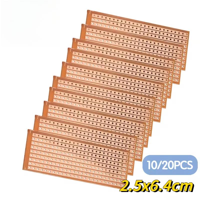 10/20 шт. 2,5*6,4 см Односторонняя печатная плата Универсальная экспериментальная макетная плата Однорядное сквозное отверстие 25x64 мм Макетная плата