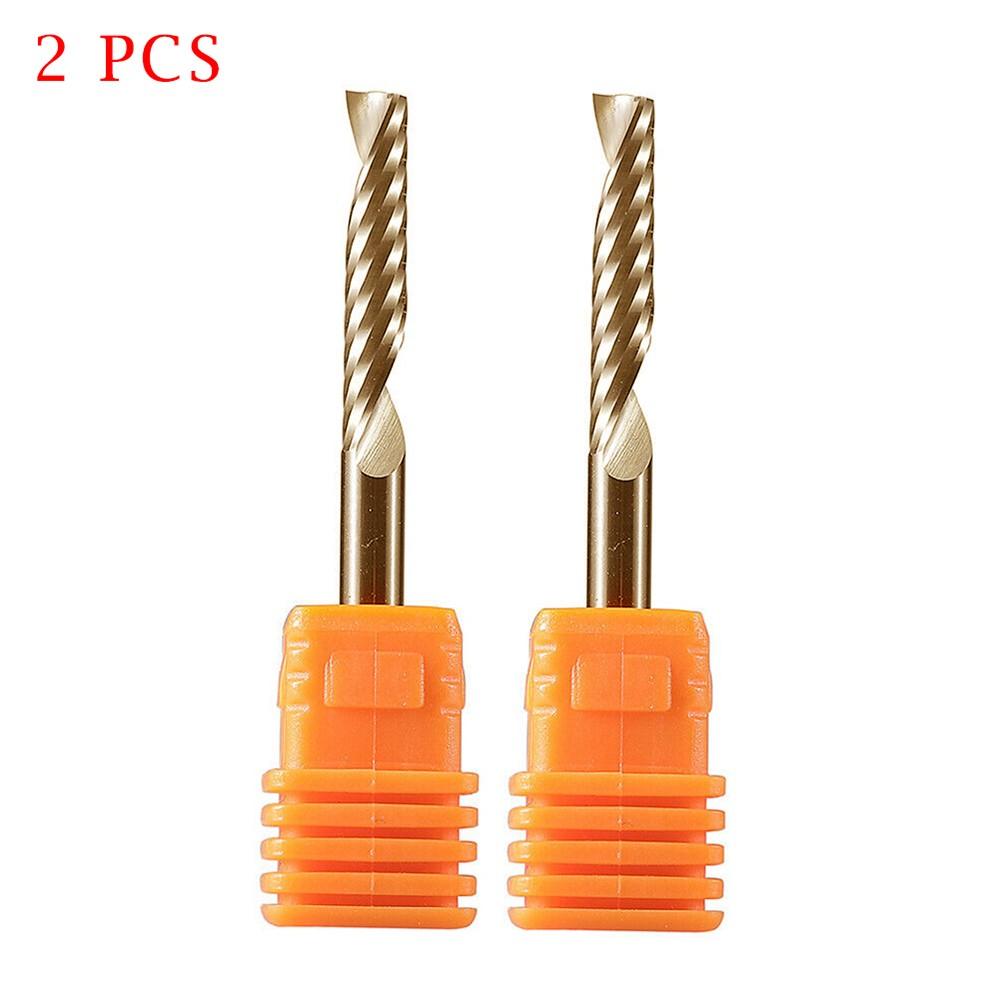 2Pcs Single Flute Spiral End Mill Carbide Router Bits for Aluminium Board 4*22mm