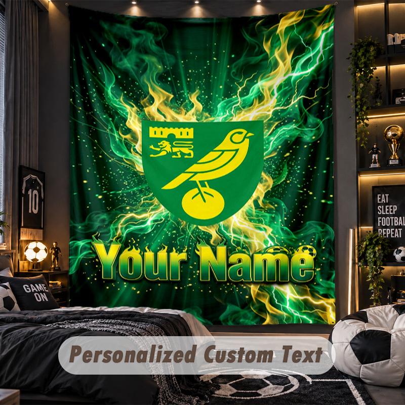 TapestryNorwich City Custom Name Text Personalized Wall Hanging Tapestry Home Wall Decor