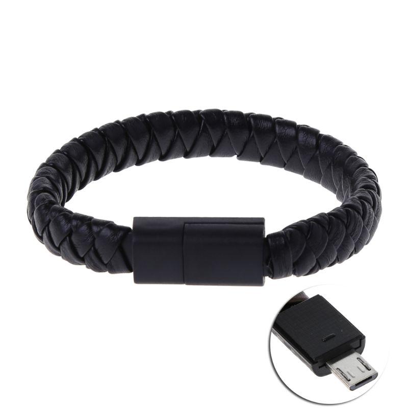 Кабель для передачи данных, браслет для быстрой зарядки, USB-зарядное устройство, кожаное портативное устройство для Android iPhone Type-C