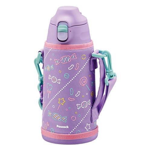 Peacock Thermos Water Bottle, 2-Way Type, Purple Pink, 800ml, Insulated, Direct Drinking, One-Touch Cup, Mug, Bottle, Thermos, Suitable for Girls, Ele