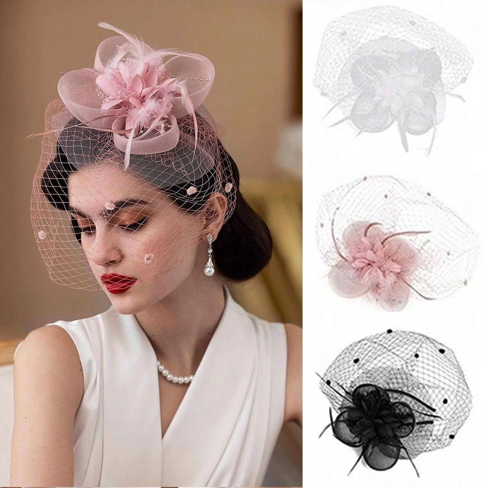 Свадебная повязка на голову в французском стиле, свадебная сетчатая фата, закрывающая лицо, фата невесты, повязка для волос, аксессуары для волос