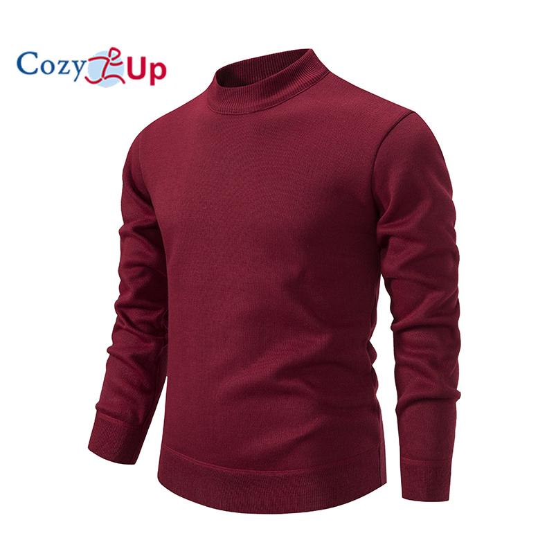 Cozy Up Men's Round Neck Solid Color Knitted Sweater Autumn and Winter Thick Base Warm Outer Wear Sweater