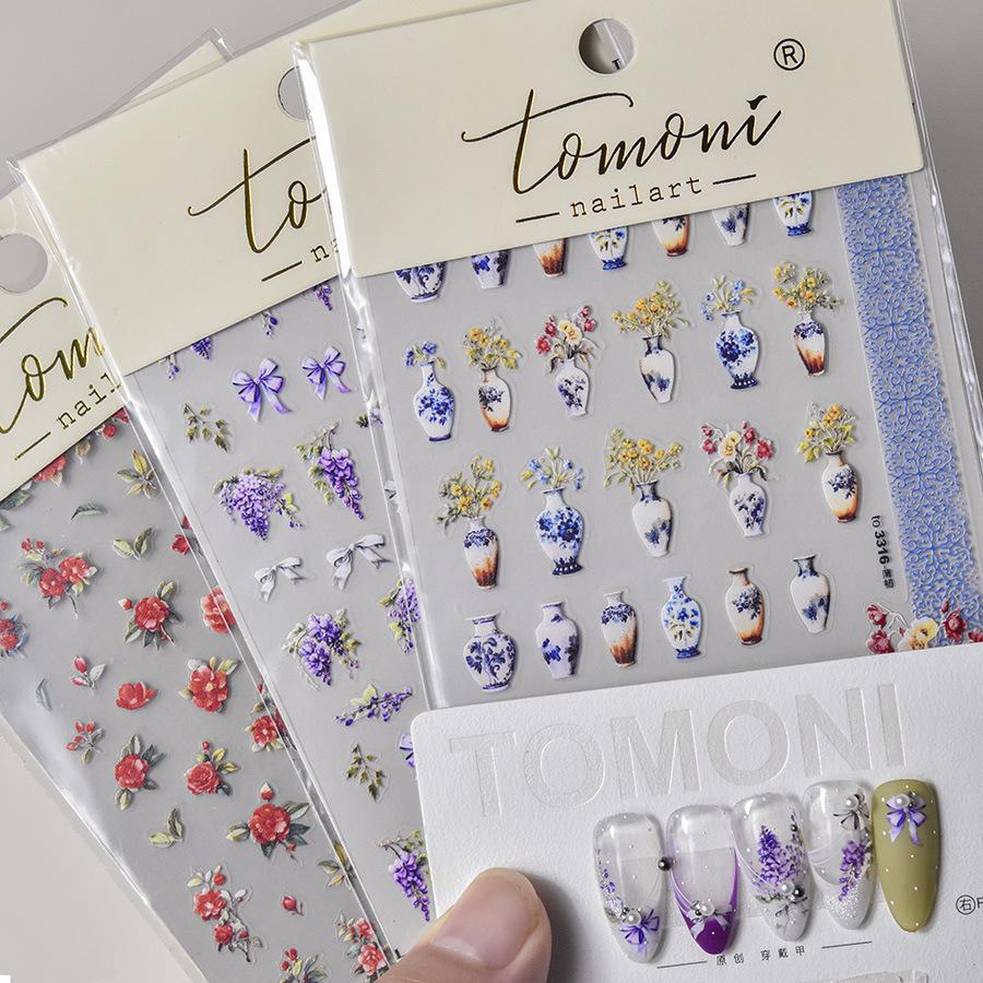 Тонкая жесткая наклейка для ногтей «Камелия» для самостоятельного изготовления украшений, самоклеящаяся