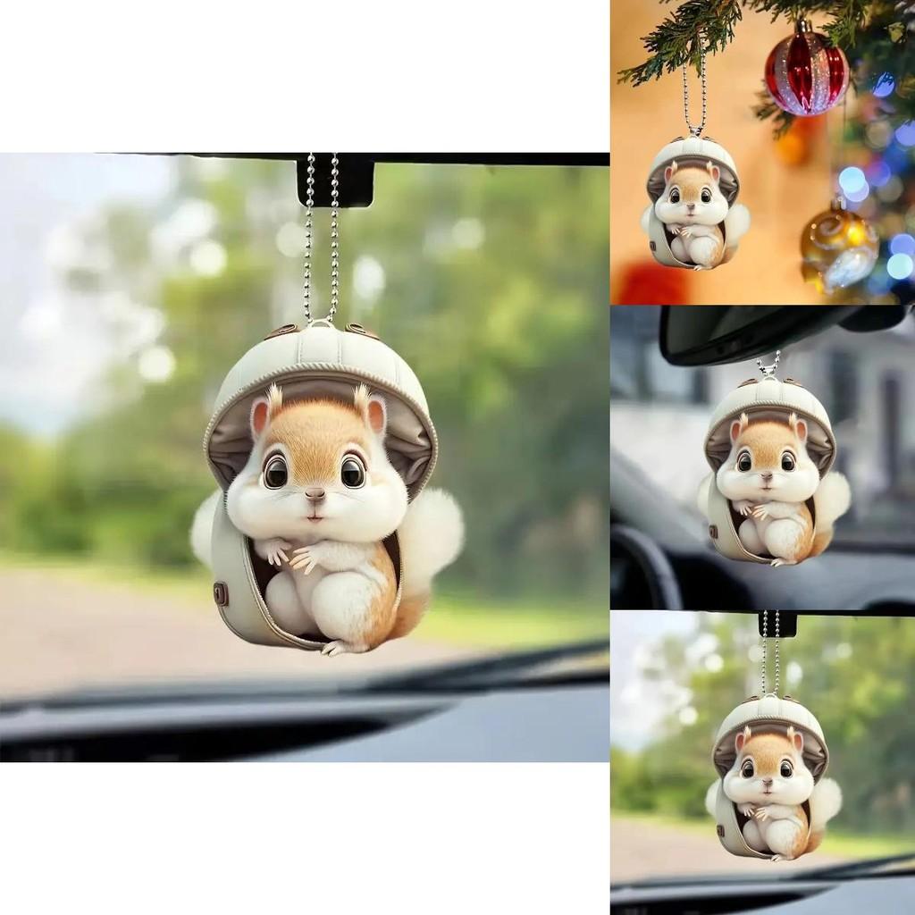 Squirrel Acrylic Car Pendant Couples Keychain Decoration For Car Interior Decor