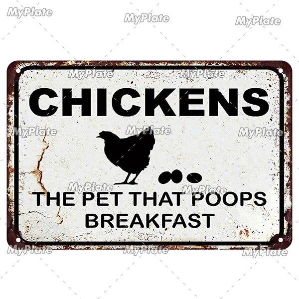 Vintage Chickens Slow Metal Sign Tin Sign Decoration Plaque Home Wall Decor Bar Sign Home Decor Poster Drop Shipping