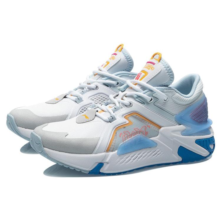 Li Ning 001 Ti Амортизирующие Нескользящие Низкие Беговые Кроссовки Женские Бело-Синие AGLR008-1