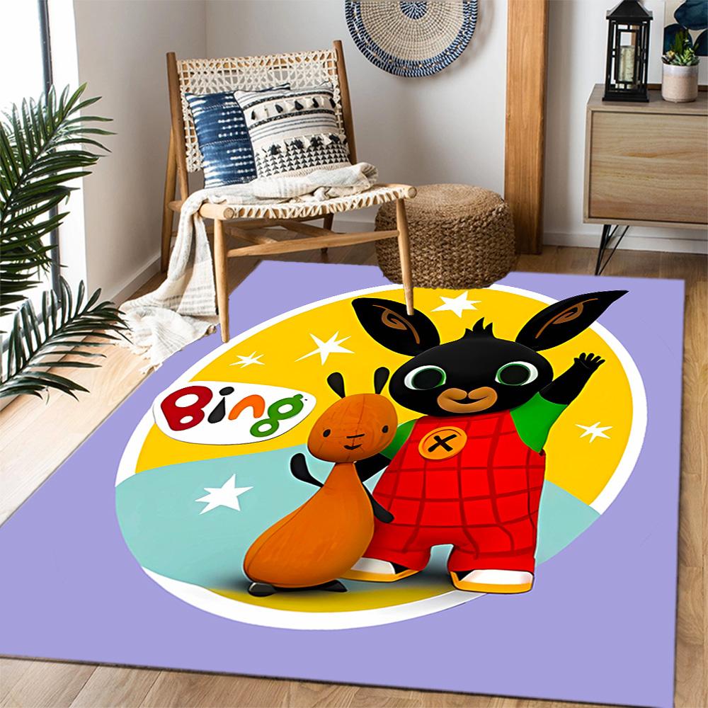 Bing Bunny Colorful Adventure Themed Anti-Slip Rugs - Polyester Home Decor, Suitable for Bedrooms, Living Rooms, Doorways, Studios, and Decorations